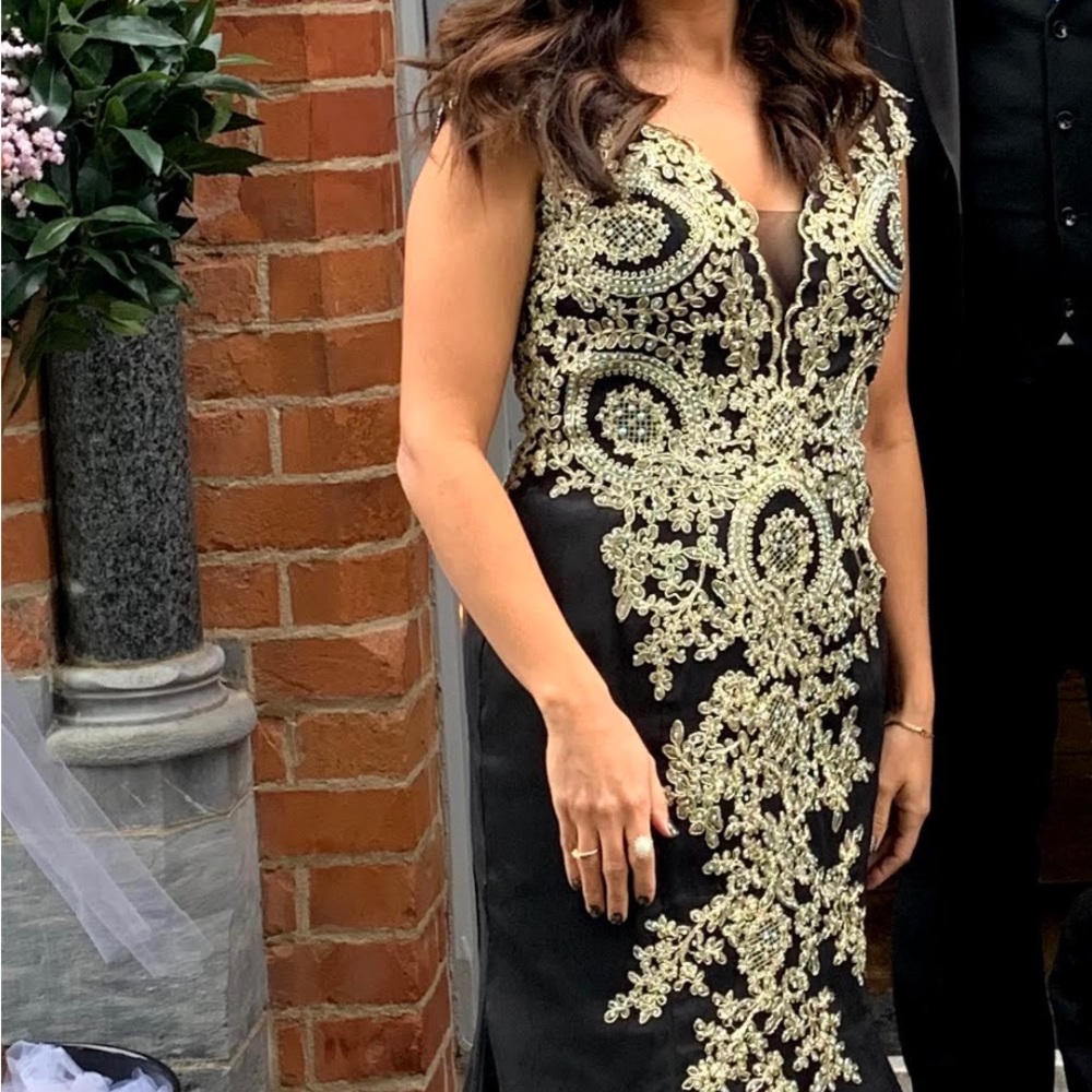 Black gold formal gown